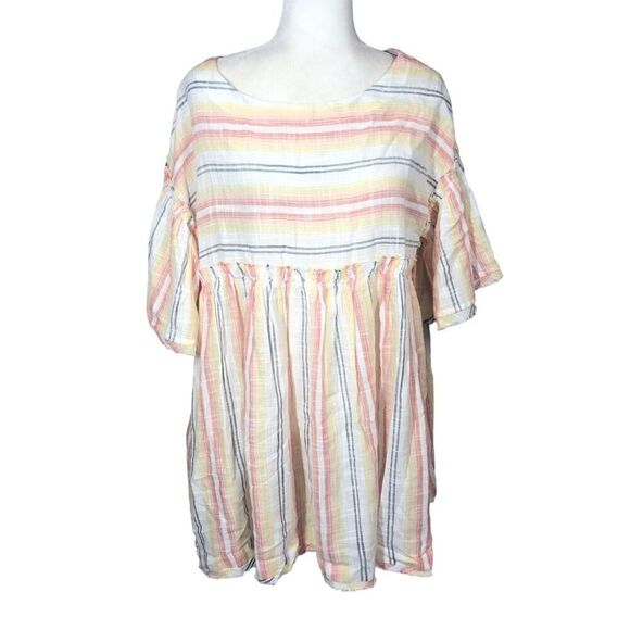Free People Dress Womens S/P Striped Raw Hem Summer Nights Mini Babydoll New - Picture 7 of 14